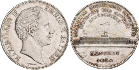 Bayern: Maximilian II. Joseph 1848-1864: Geschichtsdoppeltaler 1854, Ausstellung im Glaspalast München, AKS 166, Jaeger 89, Thun 95, Davenport 603. Kl...
