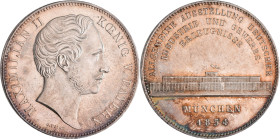 Bayern: Maximilian II. Joseph 1848-1864: Geschichtsdoppeltaler 1854, Ausstellung im Glaspalast München. AKS 166, Jaeger 89, Davenport 603. Kleine Krat...