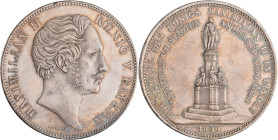 Bayern: Maximilian II. Joseph 1848-1864: Geschichtsdoppeltaler 1856, Denkmal in Lindau. AKS 167, Jaeger 90, Davenport 605. Kleine Kratzer, Patinaansat...