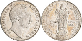Bayern: Maximilian II. Joseph 1848-1864: Doppelgulden 1855 (Zwey Gulden), Mariengulden / Wiederherstellung der Mariensäule. AKS 168, Jaeger 84. Kleine...