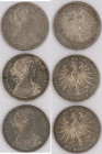 Frankfurt am Main: Freie Stadt: Taler 1859 + 1860(Vereinstaler), AKS 8, Jaeger 41, dabei noch Taler 1865, AKS 10, Jaeger 42b. Sehr schön - vorzüglich....