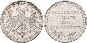 Frankfurt am Main: Freie Stadt: Doppelgulden 1848 (Zwey Gulden), auf die Wahl von Erzherzog Johann von Österreich zum Reichsverweser von Deutschland. ...