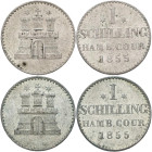 Hamburg: 2 x Schilling 1855. AKS 20, KM# 586. Prachtvolle Exemplare, vorzüglich. Lot 2 Münzen
 [differenzbesteuert]