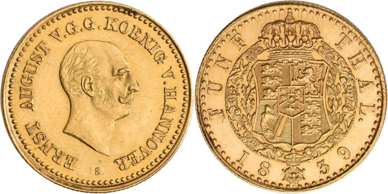 Hannover: Ernst August 1837-1851: 5 Taler (Thaler) 1839 S - Hannover. 6,65 g. AK...