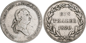 Hessen-Kassel: Wilhelm I. 1803-1821: Taler 1820, AKS 5, Jaeger 12. Schön - sehr schön.
 [differenzbesteuert]