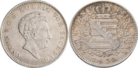 Sachsen: Anton 1827-1836: Taler 1830 S (Konventionstaler), AKS 66, Jaeger 60. Kratzer, Rand bearbeitet, sehr schön.
 [differenzbesteuert]
