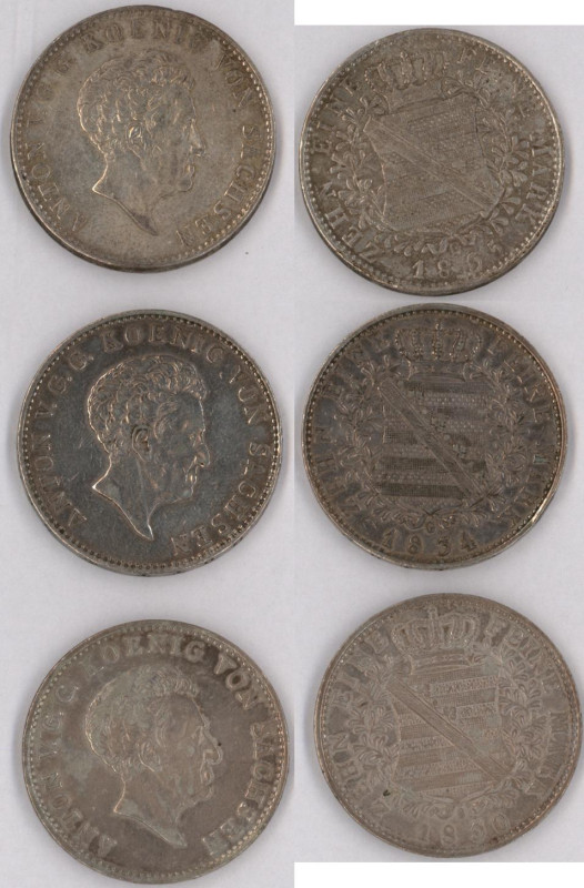 Sachsen: Anton 1827-1836: Taler 1830 S, 1834 G und 1835 G (Konventionstaler), AK...