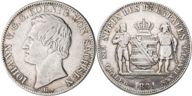 Sachsen: Johann 1854-1873: Ausbeutetaler 1861 B, AKS 135, Jaeger 126. Kratzer, sehr schön.
 [differenzbesteuert]
