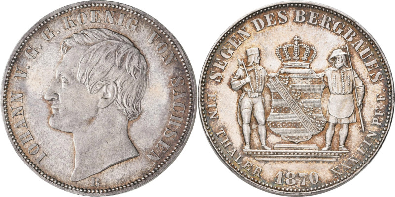 Sachsen: Johann 1854-1873: Ausbeutetaler 1870 B, AKS 135, Jaeger 127, winzige Kr...