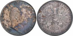 Schwarzburg-Rudolstadt: Friedrich Günther 1807-1867: Taler 1863 (Vereinstaler). AKS 12, Jaeger 54. Kleine Kratzer, dunkle Patina, vorzüglich.
 [diffe...