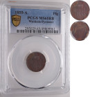 Waldeck-Pyrmont: Georg Victor 1852-1893: 1 Pfennig 1855 A, Ein Jahrgangstyp, AKS 50, Jaeger 42 A, im PCGS-Holder mit der Bewertung MS65RB - Stempelgla...