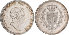 Württemberg: Wilhelm I. 1816-1864: Taler 1826 (Kronentaler), AKS 66, Jaeger 55, Kratzer, Randfehler, sehr schön.
 [differenzbesteuert]