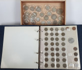 Umlaufmünzen 1 Pf. - 1 Mark: Ein Münzalbum mit Kleinmünzen des Kaiserreiches, dabei noch eine Zigarrenschachtel mit 19 x 1 Mark, 2 x 2 Mark sowie 1 x ...