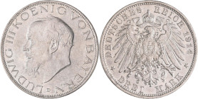 Bayern: Ludwig III. 1913-1918: 3 Mark 1914 D, Jaeger 52, feinstes Stempelglanz.
 [differenzbesteuert]