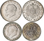 Bayern: Ludwig III. 1913-1918: 3 + 5 Mark 1914, Jaeger 52 + 53, feine Kratzer, vorzüglich. Lot 2 Münzen.
 [differenzbesteuert]