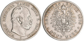 Preußen: Wilhelm I. 1861-1888: 5 Mark 1876 B, Jaeger 97. Kratzer, gereinigt, sehr schön.
 [differenzbesteuert]