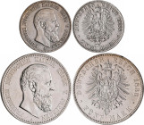 Preußen: Friedrich III. 1888: 2 Mark + 5 Mark 1888, Jaeger 98 und 99. Beide mit Umlaufspuren in sehr schön - vorzüglich. Lot 2 Münzen.
 [differenzbes...