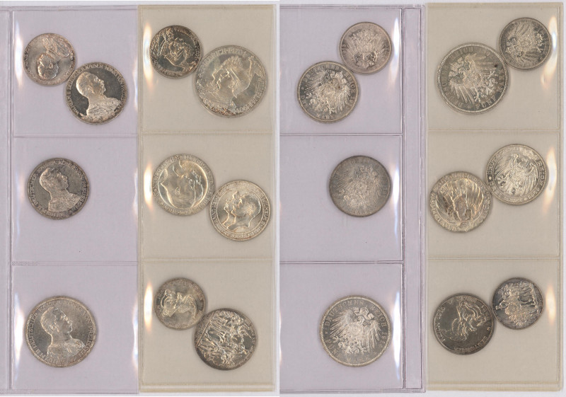 Preußen: Sammlung Gedenkmünzen Preußens 1901 - 1914 ab Jaeger 105 - 114. Teils ü...