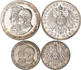 Sachsen: Friedrich August III. 1904-1918: 2 und 5 Mark 1909 Universität Leipzig, Jaeger 138 + 139, beide um vorzüglich. Lot 2 Münzen.
 [differenzbest...