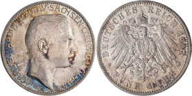 Sachsen-Coburg und Gotha: Carl Eduard 1900-1918: 5 Mark 1907 A, Jaeger 148, Auflage: 10.000 Exemplare, Kratzer, kleine Randfehler, Patinaansatz, sehr ...