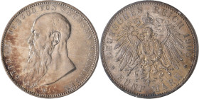Sachsen-Meiningen: Georg II. 1866-1914: 5 Mark 1908 D, Jaeger 153b. Kleine Kratzer, Patina, sehr schön - vorzüglich.
 [differenzbesteuert]