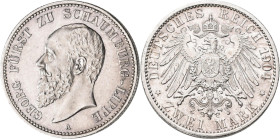 Schaumburg-Lippe: Georg 1893-1911: 2 Mark 1904 A, Jaeger 164, Prachtexemplar, winzige Kratzer, vorzüglich - Stempelglanz.
 [differenzbesteuert]