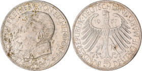 Bundesrepublik Deutschland 1948-2001: 5 DM 1957 J, Freiherr von Eichendorff, Jaeger 391. Feine Kratzer, vorzüglich.
 [differenzbesteuert]
