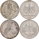 Bundesrepublik Deutschland 1948-2001: Die ersten vier Gedenkmünzen der Bundesrepublik Deutschland: 5 DM 1952 D Germanisches Museum (J. 388), 5 DM 1955...