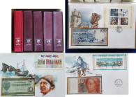 Numisbriefe, Numisblätter: Münz-Briefe aus aller Welt: 4 Alben aus einem Abo-Bezug mit Münzbriefen / Numisbriefen (113). Dabei auch ein Album mit Bank...