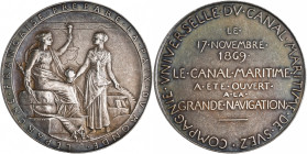 Medaillen alle Welt: Ägypten: Silbermedaille 1869, Stempel von O. Roty,auf die Eröffnung des Suez-Kanals, 42 mm, 48 g, Randpunze ”ARGENT”, feine Tönun...