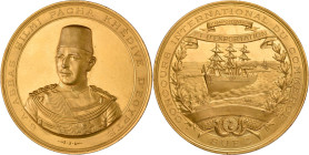 Medaillen alle Welt: Ägypten, Abbas II. Hilmi Pascha 1892-1914: Vergoldete Bronzemedaille o.J. (ca. 1895), signiert S.J. (Stefano Johnson, Milano), au...