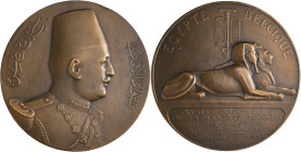 Medaillen alle Welt: Ägypten, Ahmad Fouad I. 1917-1936: Bronzemedaille 1927, von S. E. Vernier und G. Devreese, auf seinen Besuch in Belgien vom 26.-2...