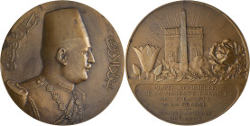 Medaillen alle Welt: Ägypten, Ahmad Fouad I. 1917-1936: Bronzemedaille 1927 von Vernier/Falize, auf den Besuch des Königs in Frankreich, 72 mm, 158 g,...