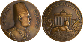 Medaillen alle Welt: Ägypten, Ahmad Fouad I. 1917-1936: Bronzemedaille 1929, von S. E. Vernier und M. Bezner, auf seinen Staatsbesuch in Deutschland a...