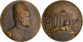 Medaillen alle Welt: Ägypten, Ahmad Fouad I. 1917-1936: Bronzemedaille 1929, von S. E. Vernier und M. Bezner, auf seinen Staatsbesuch in Deutschland a...