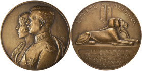 Medaillen alle Welt: Ägypten, Ahmad Fouad I. 1917-1936: Bronzemedaille 1930, von G. Devreese, auf den Besuch des belgischen Königspaar in Ägypten vom ...