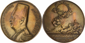 Medaillen alle Welt: Ägypten, Ahmad Fouad I. 1917-1936: Bronzegussmedaille 1934, Stempel von P. Minassian, auf den 10. Weltpostkongress in Kairo, 70,3...