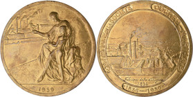 Medaillen alle Welt: Belgien: Vergoldete Bronzemedaille 1939 von G. Devreese, auf die 100 Jahrfeier des Stahl- und Kohleunternehmen Societe Ougree-Mar...