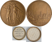 Medaillen alle Welt: Belgisch Kongo: Bronzemedaille 1925 (geprägt 1937) von Ch. Samuel, b. Fisch & Cie, auf Edmond Thieffry (1892-1929) und die erste ...