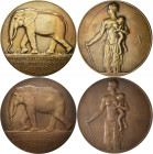 Medaillen alle Welt: Belgisch Kongo, Leopold III. 1934-1950: Lot 2 Stück, Bronzemedaille 1934, Stempel von Bonnetain, 25 Jahre Bank von Belgisch Congo...