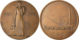 Medaillen alle Welt: Belgisch Kongo, Leopold III. 1934-1950: Bronzemedaille 1950 von Demanet, 50 Jahre Sonderausschuss für Katanga 1900 - 1950. Frau m...