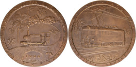 Medaillen alle Welt: Belgisch Kongo, Baudouin I. 1951-1993: Bronzemedaille 1956 von Brunet, auf das 50-jährige Bestehen der Eisenbahngesellschaft des ...