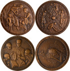 Medaillen alle Welt: Belgisch Kongo, Baudouin I. 1951-1993: Lot 2 Stück, Bronzegussmedaille 1956 von Brunet, auf die Internationale Forst- und Minenge...