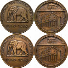 Medaillen alle Welt: Belgisch Kongo, Baudouin I. 1951-1993: Lot 2 Stück, Bronzemedaille 1959, von De Greef, auf die 50-Jahrfeier der ”Banque du Congo ...