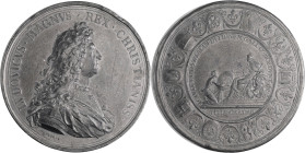 Medaillen alle Welt: Frankreich, Ludwig XIV. 1643-1715: Zinnmedaille o.J. (1680) von F. Mauger, auf die Eingliederung der 10 Elsässer Gemeinden ins fr...