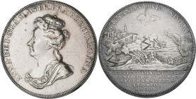Medaillen alle Welt: Großbritannien, Anne 1702-1714: Silbermedaille 1702, unsigniert, von J. Croker, auf die Einnahme von Lüttich, Kaiserswerth, Venlo...