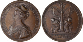 Medaillen alle Welt: Großbritannien, Anne 1702-1714: Bronzemedaille 1708, Stempel von J. Croker, auf die Schlacht von Oudenaarde, Eimer 433, 44,5 mm, ...