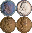 Medaillen alle Welt: Großbritannien, Edward VII. 1901-1910: Lot 2 Stück, Silbermedaille 1902, Stempel von G.W. de Saulles, auf die Krönung des Kaiserp...