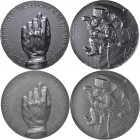 Medaillen alle Welt: Italien, Triest: Lot 2 Stück, satirische Zinkmedaille o. J. (1915/16) von E. Bachmann, VICTOR EVENTVELLO, Viktor Emanuel III in G...