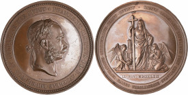 Medaillen alle Welt: Österreich Kaiserreich, Franz Joseph I. 1848-1916: Bronzemedaille, 1869. von J. Tautenhayn, auf den Besuch des Kaisers beim Heili...